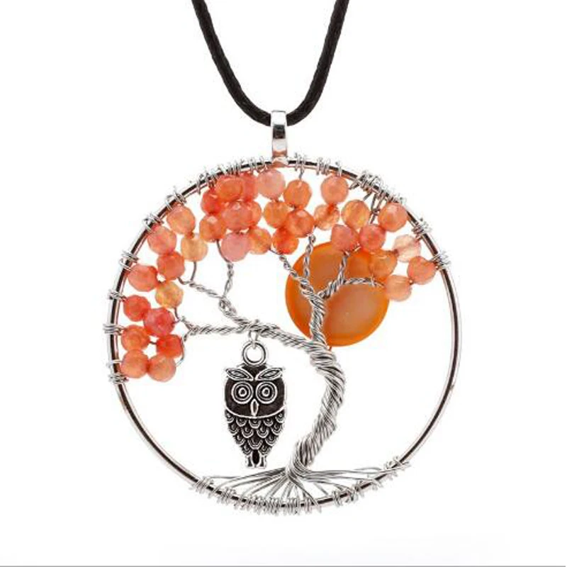 Чакры Кварцевый и из натурального камня Древо жизни маятниковая подвеска с