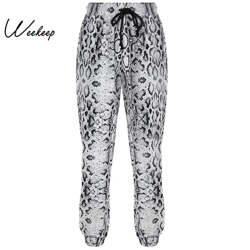 Женские брюки со змеиным принтом Weekeep уличные брюки-карандаш с высокой талией и
