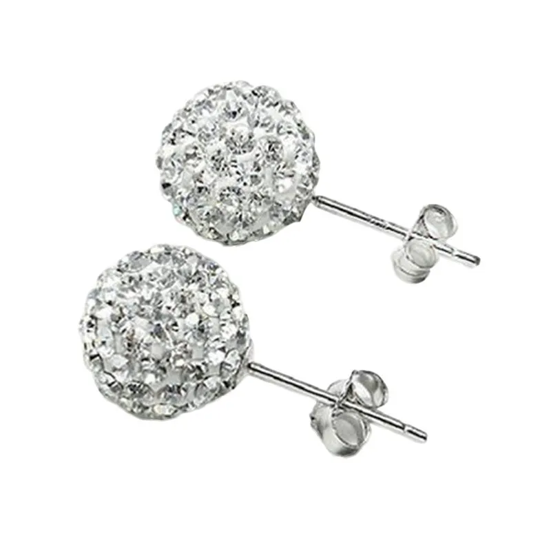 Модные серьги гвоздики 10 мм круглые хрустальные для женщин и девочек ювелирные