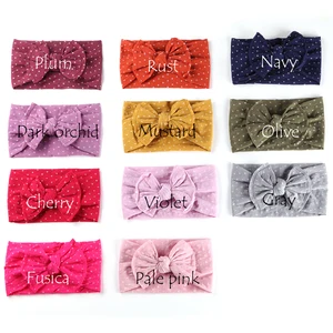 Повязка на голову, узел в горошек, бант из нейлона, широкий тюрбан, аксессуар для головы, Детские волосы для девочек