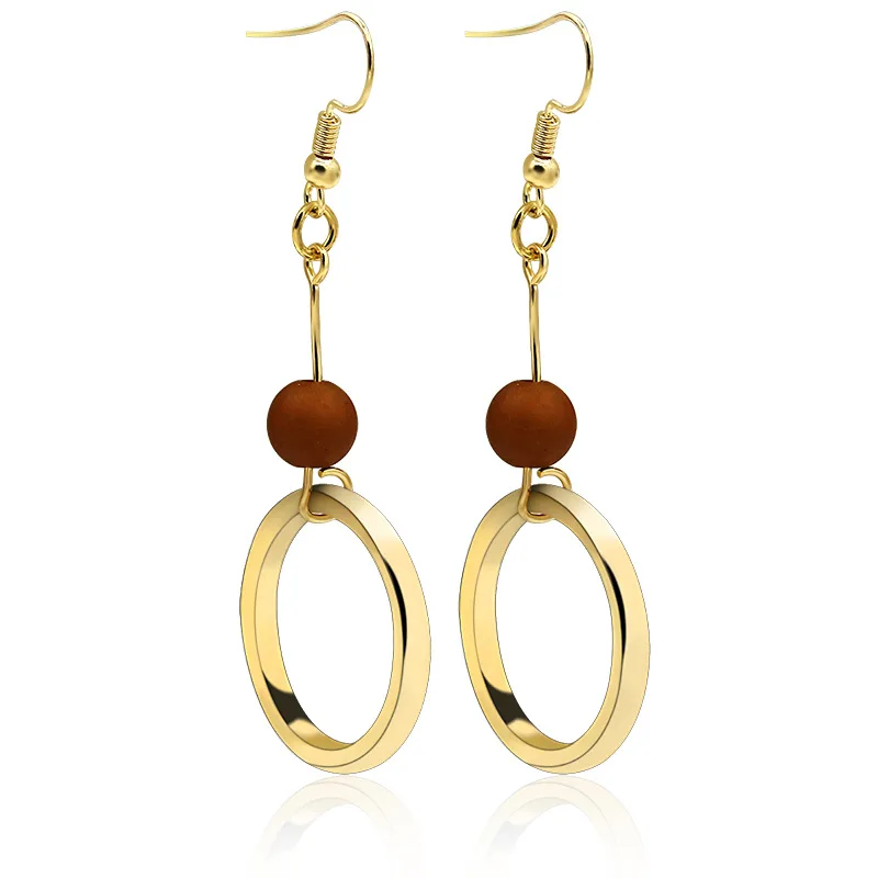 Женские Висячие серьги золотого цвета деревянные из бисера ювелирные изделия