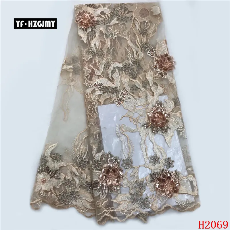 YF HZGJMY best seller french 3D flower lace fabric with sequins beaded african embroidery tulle for wedding dress A2069-1 | Дом и сад