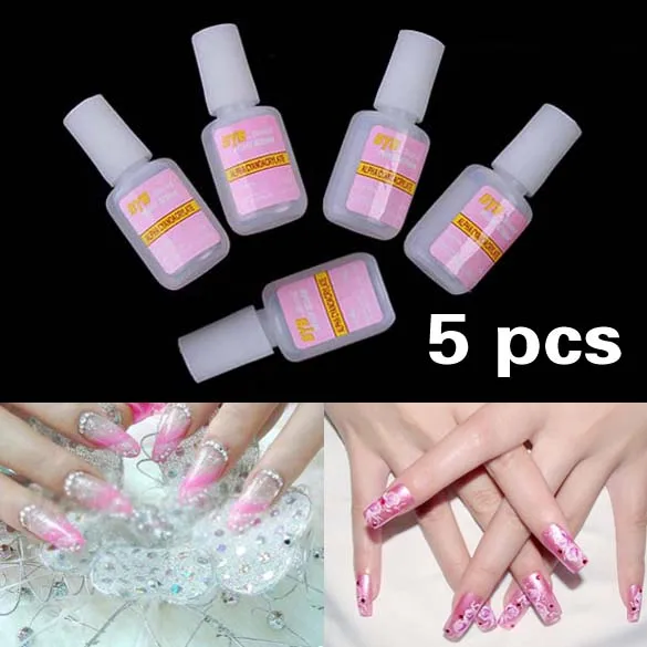 5 Pcs 10g BYB накладные клей для нейл арта блестящие акриловые украшения с кисти гель