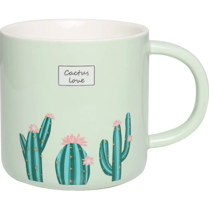

FOURETAW 1 Piece 400ml Cartoon Ceramics Cactus Mug Coffee Milk Tea Mugs Breakfast Office Cup Drinkware Novelty Lovers Gifts