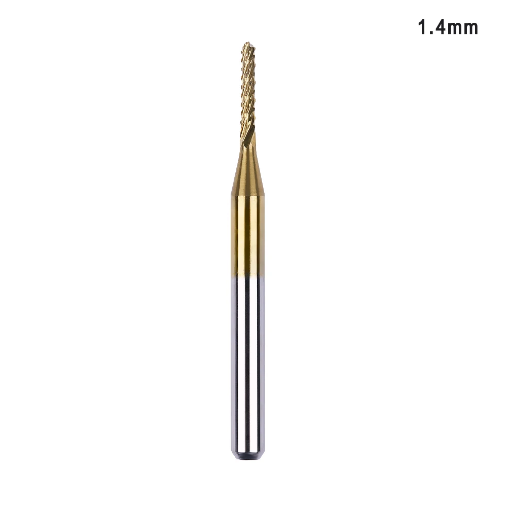 1.4mm 1 шт. полезный 0,8 мм-3,175 мм с титановым покрытием Карбид фрезы гравировальный резец для подрезки кромок ЧПУ фрезы Концевая фреза для печатной платы - Длина режущей кромки: 1.4mm