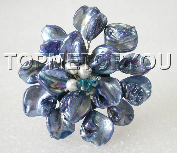 Оптовая цена ^ стильный 3 &quotЦветок барокко синий ракушка белый жемчуг Кристалл