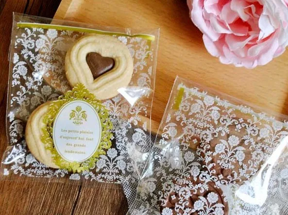 100 шт винтажный цветочный узор самоклеющийся пакет целлофановый печенье