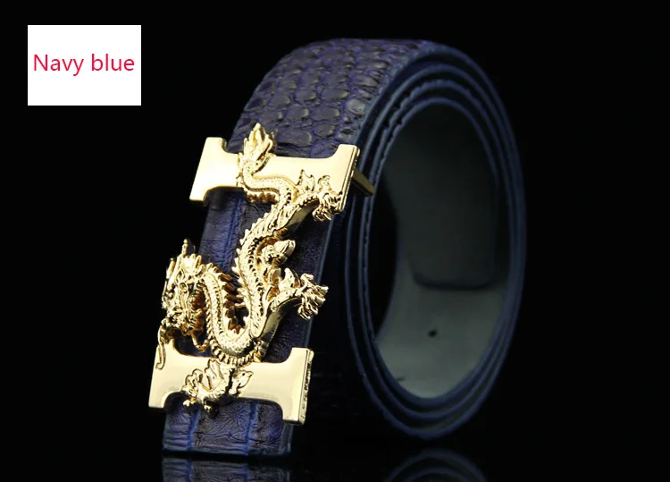CDFPD013 blue KAWEIDA Дизайнерские мужские ремни высокого качества с гладкой пряжкой кожаный поясной ремень из искусственной кожи роскошный китайский дракон Ceinture Homme - Цвет: CDFPD013 blue