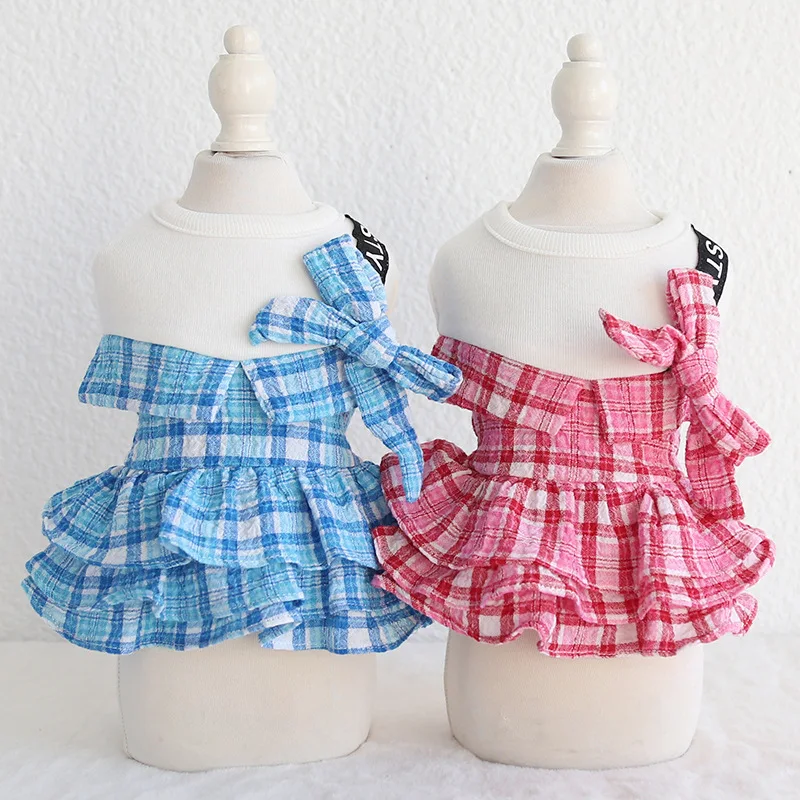 Сетчатый бант искусственное Хлопковое платье жилет для собаки кошки вечеринки