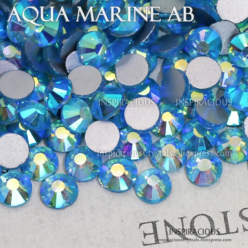 Aqua marine AB ss3-ss30 все размеры Стразы для украшения ногтей non Hot Fix Кристаллы блестит DIY