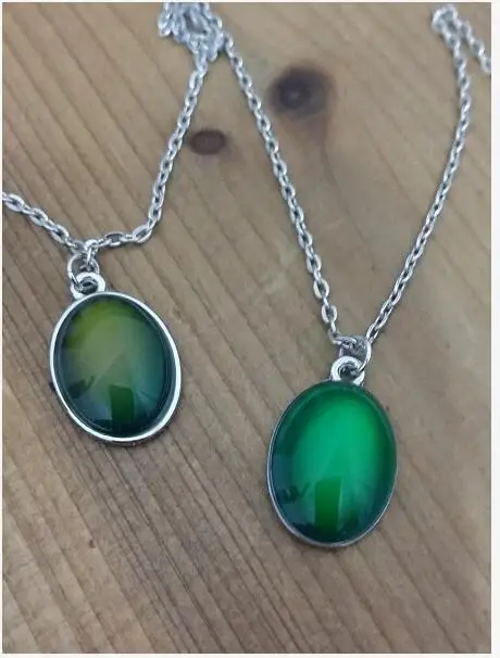 Oval crystal Новое ожерелье настроения модный Овальный Кристалл округлое ожерелье настроения 60 шт./партия - Окраска металла: Oval crystal