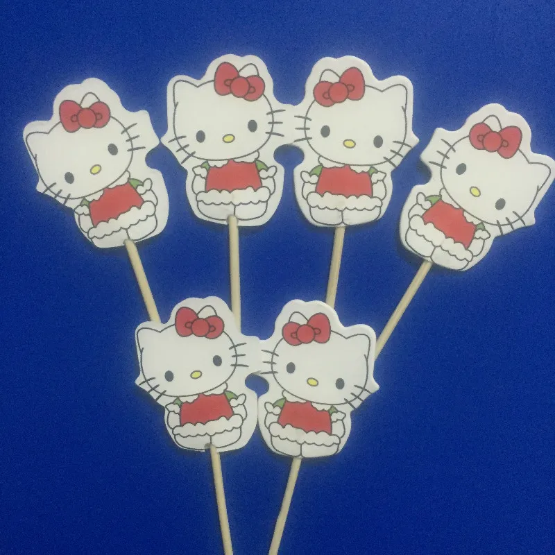 24 шт Hello KT Kitty мультфильм фигурка кекс сделай сам топперы для торта на день