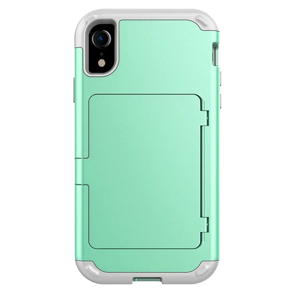 Для iPhone Xs Max X 7 8 Plus чехол для кошелька слот Держатель Скрытая задняя зеркало сверхмощный полный корпус защитный противогрязевой чехол - Цвет: Светло-зеленый