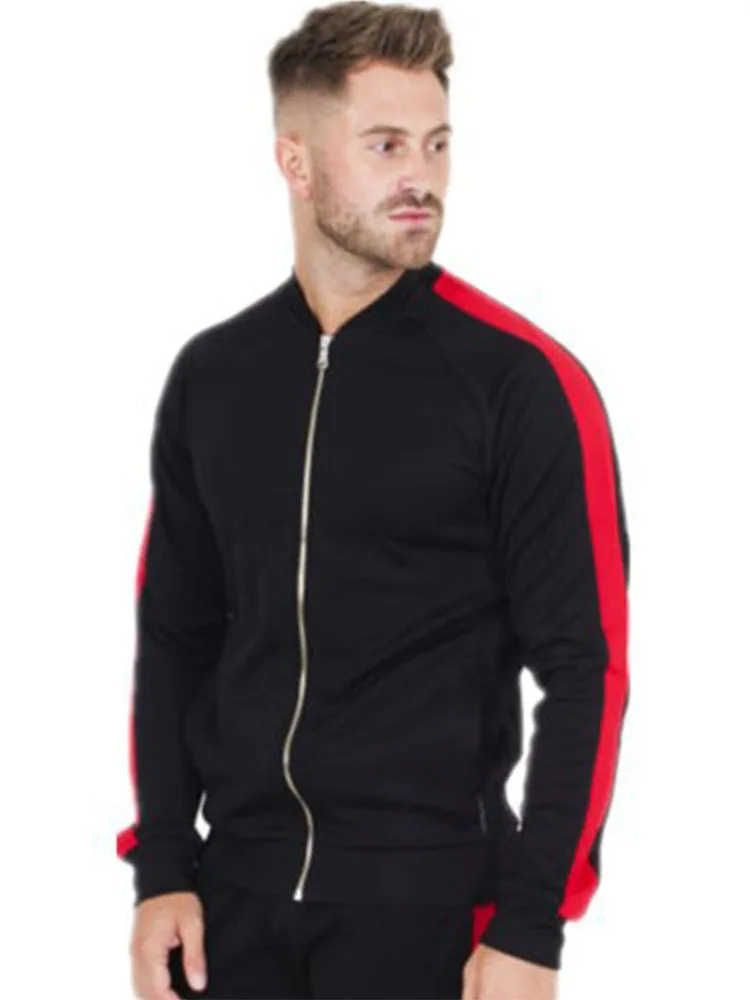 

GYMOHYEAH 2018 side stripe art print fashion casual sweatshirt round neck slim zip classic long sleeves street fashion clothing