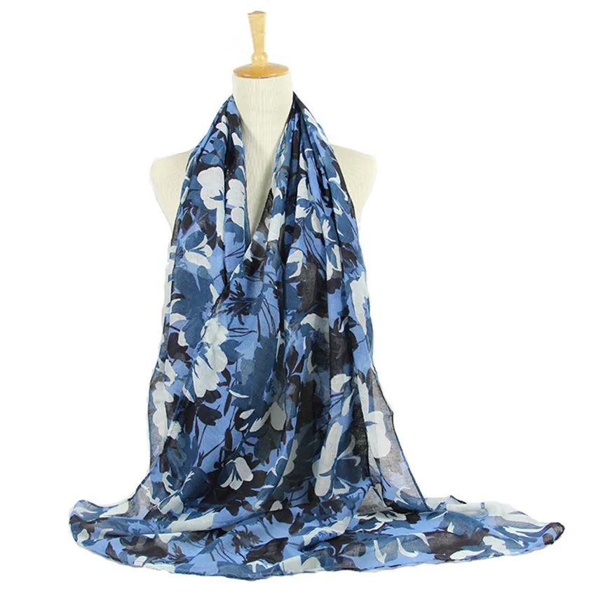 Осенне зимняя Цветочная вискозная шаль в стиле ретро шарф с принтом длинный