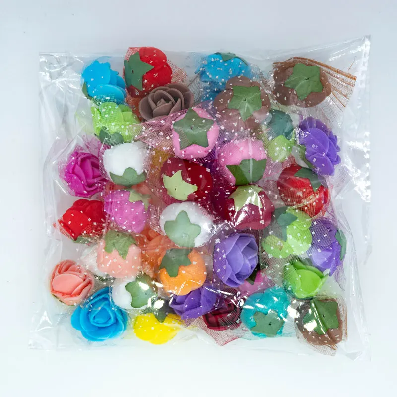 multicolor 50 шт/100 шт 2 см мини крошечные поролоновые розы искусственные головки цветов Сделай Сам Плюшевый цветок медведь Свадебная вечеринка украшения Скрапбукинг Ремесло - Цвет: multicolor