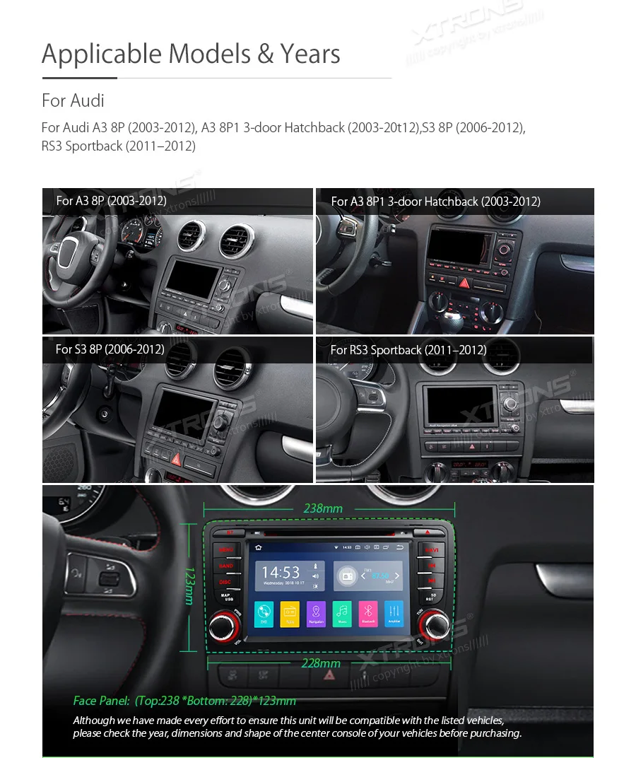XTRONS 7 &quotAndroid 8 1 радио GPS RCA Автомобильный DVD плеер для Audi A3 8P 2003 2004 2005 2006 2007 2008 2009 2012