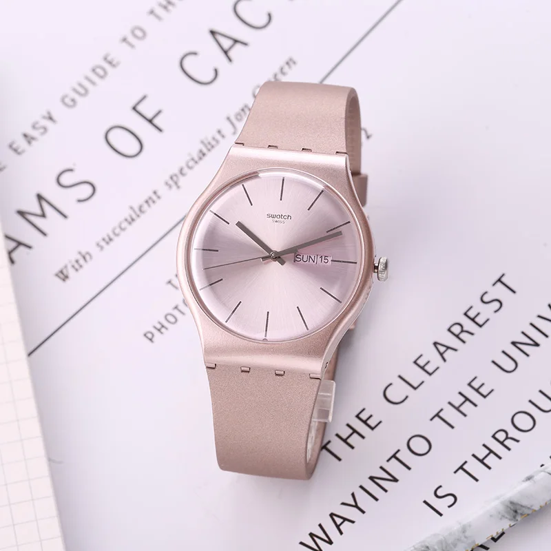 Часы swatch оригинальные цветные серии Простые Модные кварцевые часы SUOP704|Кварцевые