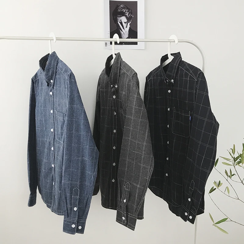Рубашка в клетку 5XL модная новинка с длинным рукавом MOOWNUC Мужская популярная