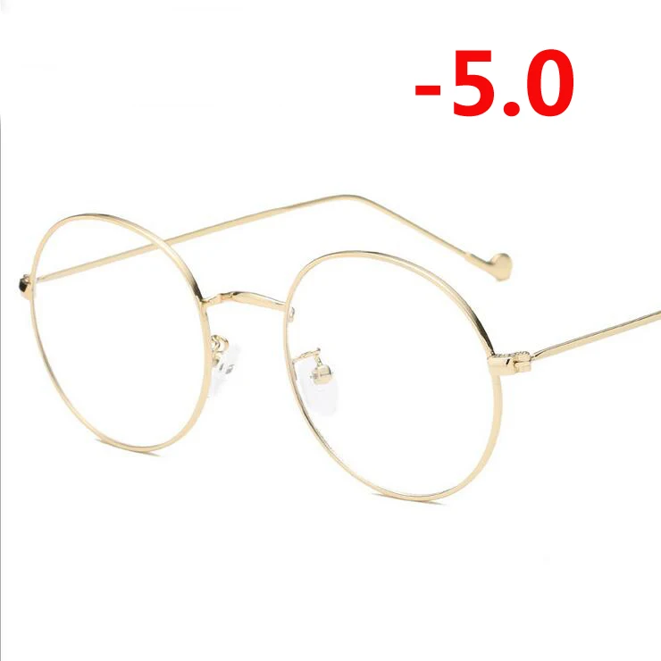 myopia 500 1,0-1,5-2,0-6,0 готовые очки для близорукости унисекс Ультра-светильник металлическая Золотая оправа Очки для близорукости с градусом - Цвет оправы: myopia 500