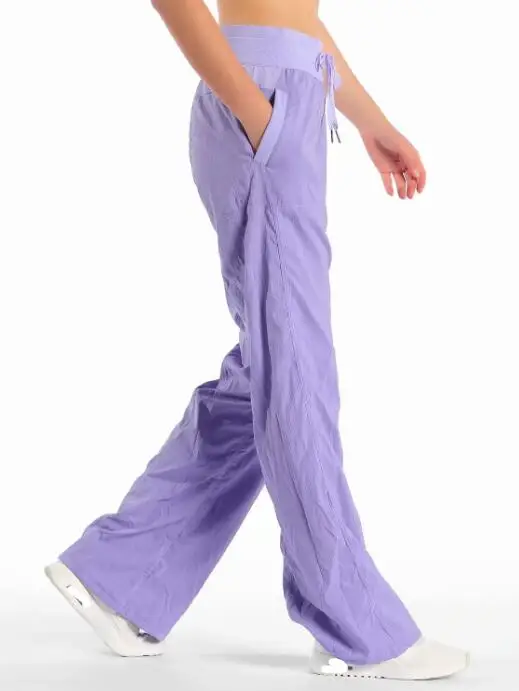Light purple long Monbeeph, женские эластичные брюки с высокой талией, женские прямые повседневные штаны, свободные длинные широкие брюки - Цвет: Light purple long
