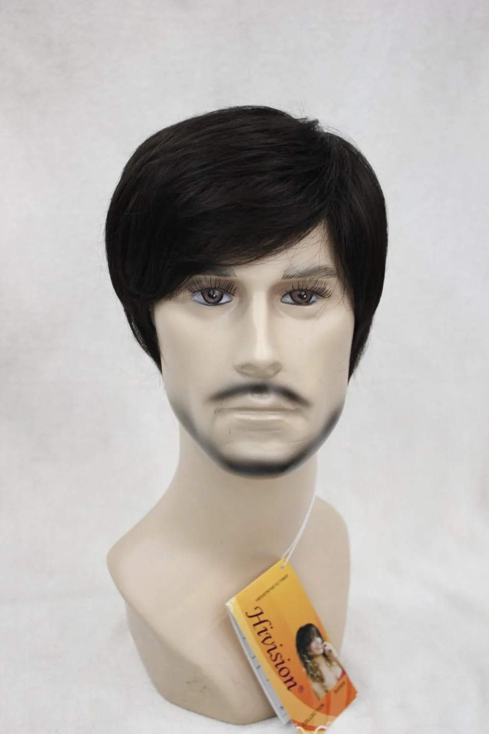 Бренд Парики Темно-Коричневый Черный Короткие Косой челкой Природа мужская