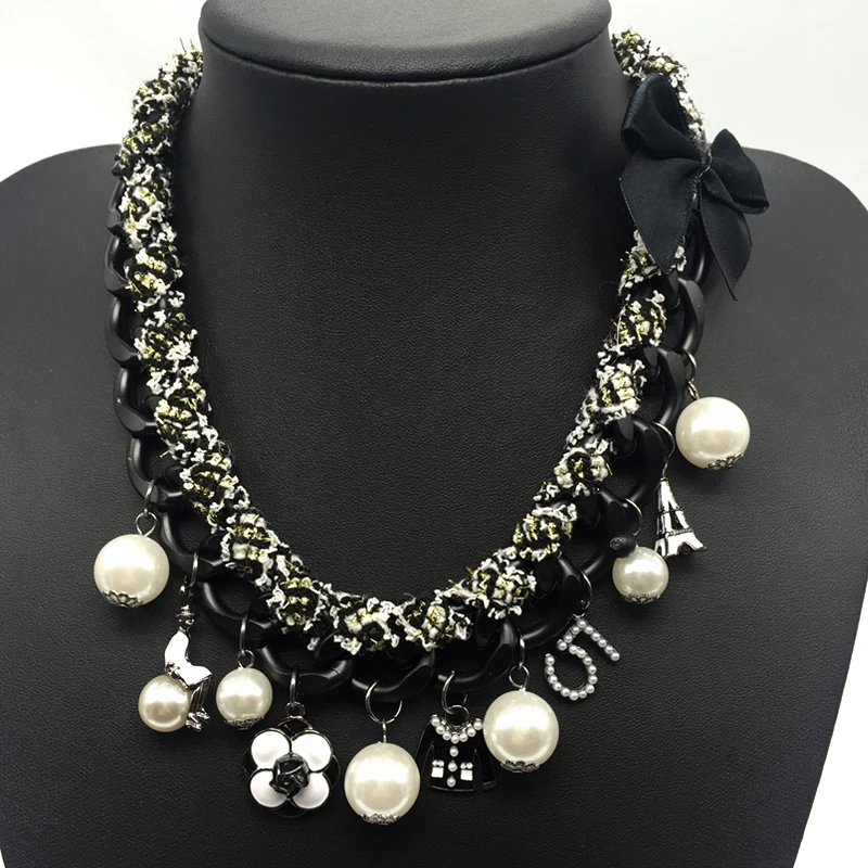 Ожерелье чокер с подвесками женское Ювелирное Украшение 5 жемчужинами из АБС