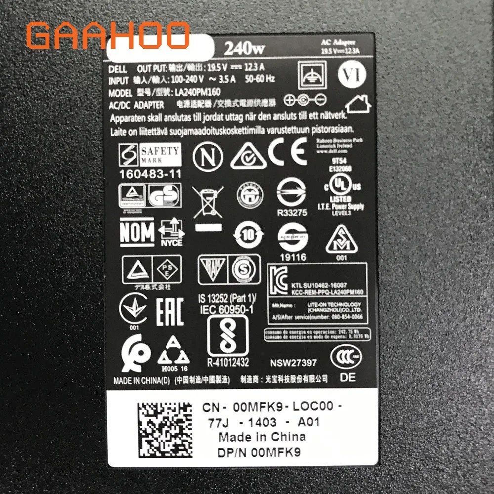 Brand new Original laptop adputer for DELL PRECISION 17 ALIENWARE 240w=19.5V*12.3A switch LA240PM160 | Компьютеры и офис