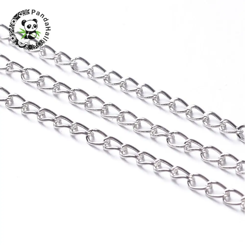 

iron twisted chains curb chains, Metal, nickel free, link: about 1.6mm wide, 3mm long, 0.5mm thick, 100m/roll
