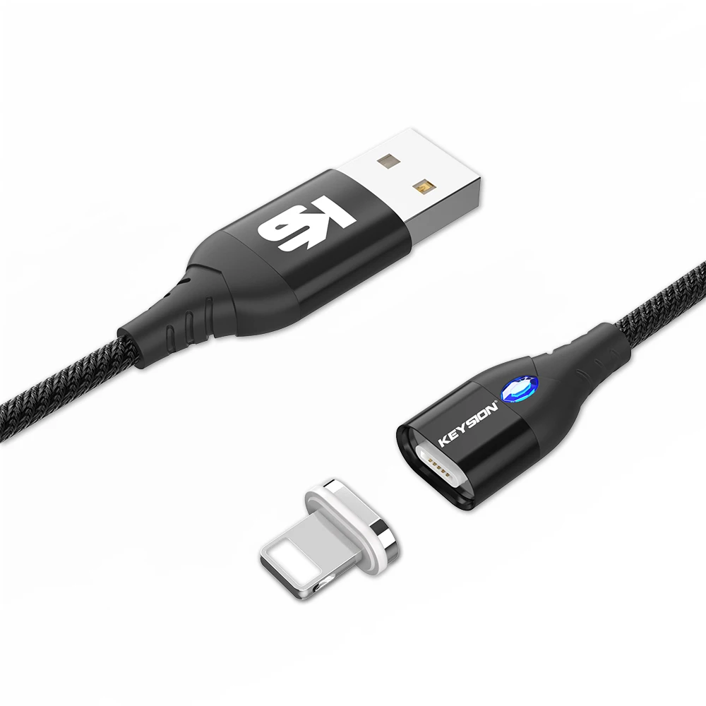 Черный KEYSION type-C Магнитный USB кабель для One plus 7 Pro Oneplus 6t 1+ 7 кабель 1 м 3A провод для быстрого заряда USB C Магнитный зарядный кабель - Цвет: Черный