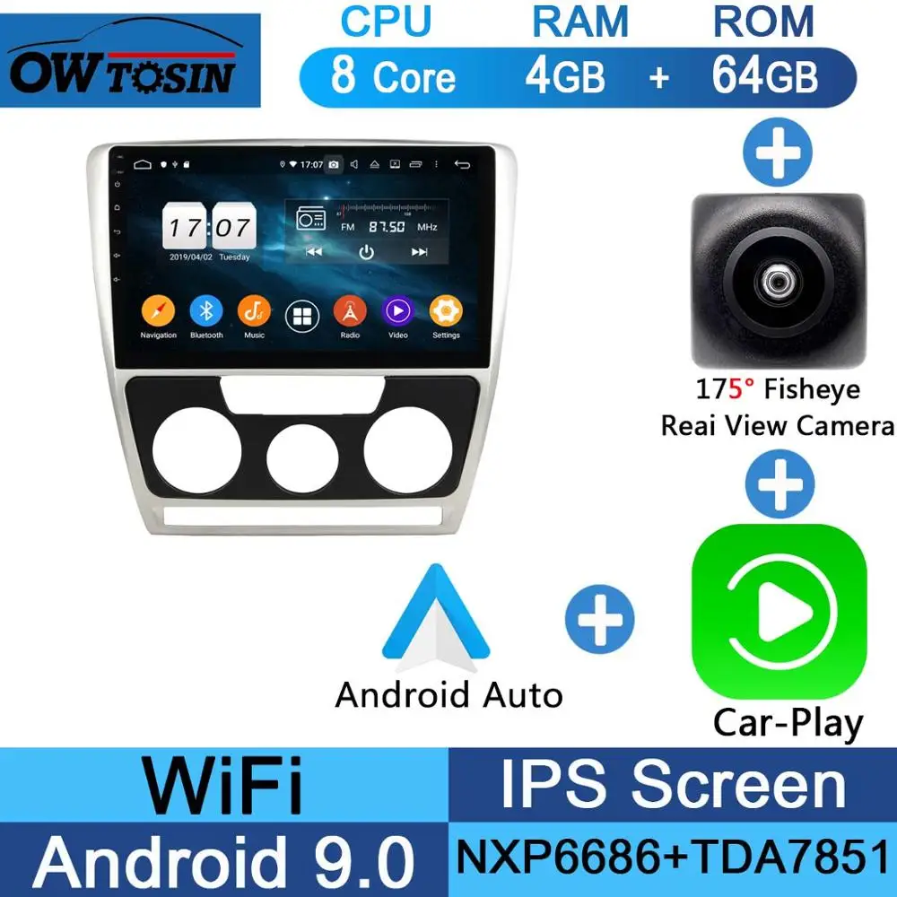 Fisheye Carplay n A 10," ips 8 ядерный 4G+ 64G Android 9,0 автомобильный dvd-плеер для Skoda Octavia A5 2007 2008 2009 2010 2012 2013 gps Радио стерео DSP - Цвет: Fisheye Carplay n A