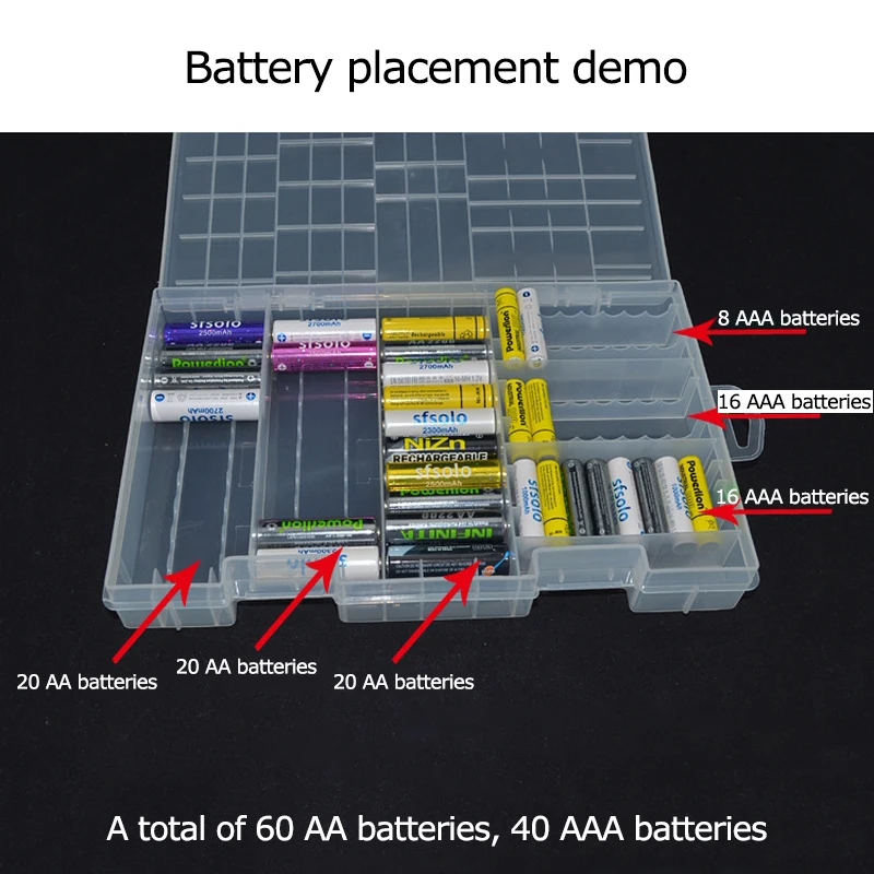 Пластиковый прозрачный контейнер для хранения батарей AA/AAA чехол-органайзер 100