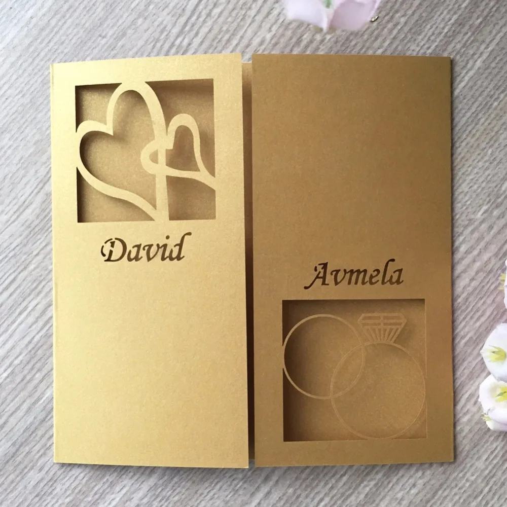 

30Pcs/Lot Ring And Heart Pattern Wedding Invitation Card Romantic Decorative Cards Event&Party Supplies