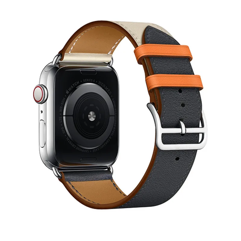 Indigo Craie Orange Двойной тур ремешок для Apple Watch серии 5 4 3 2 1 ремешок для iWatch Ремень Высокое качество Натуральная кожа петля 38 мм/40 мм/42 мм/44 мм - Цвет ремешка: Indigo Craie Orange