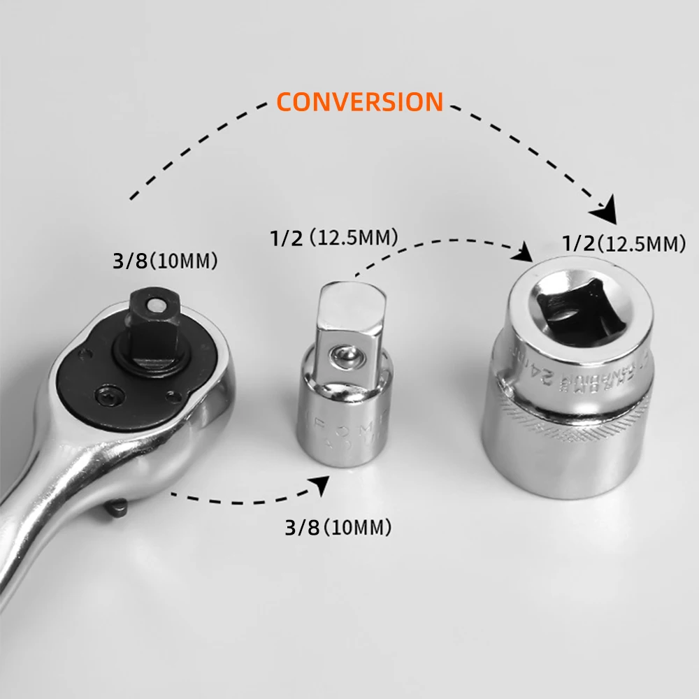 Храповый гаечный ключ с головным преобразователем 1/2 &quot3/8&quot 1/4 &quotадаптер для