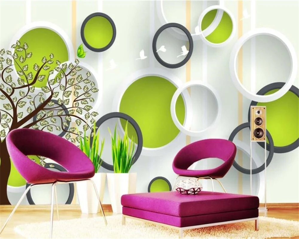 

beibehang Custom Wallpaper Home Decorative Mural Abstract Tree 3D Circle TV Wall Background mural 3d wallpaper papel de parede