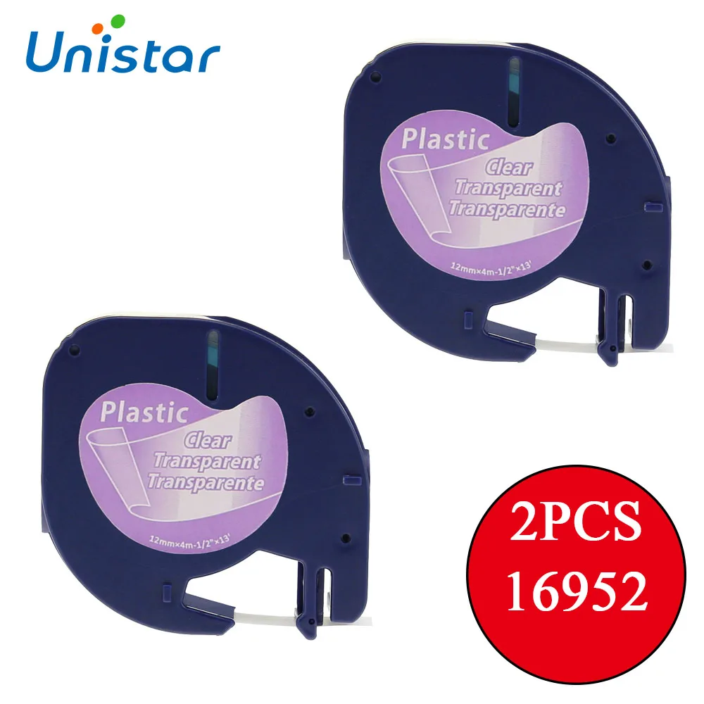 Юнистар 2 шт. Совместимость Пластик Этикетка ленты 12 мм черный на белом лента Dymo