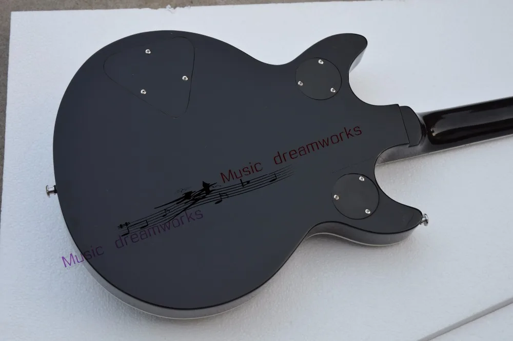 Китай OEM firehawk черная гитара хромированная аппаратная электрогитара маленькая джазовая система вибрато