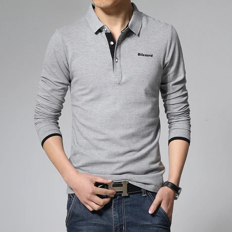 T102 # 2015 Hitz men's long-sleeved T-shirt lapel | Мужская одежда