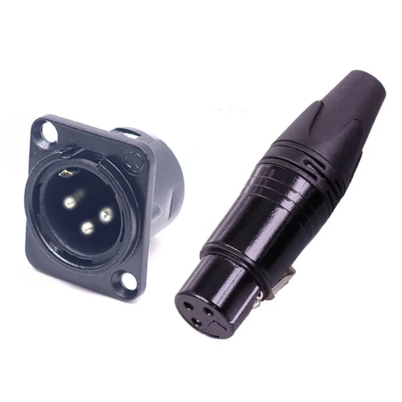 Black-F(5 Sets) 5 компл./лот 3-контактный разъем XLR 5 шт. мужской+ 5 шт. Женский 3 полюса XLR Panle Mount женский/мужской разъем в розетку микрофон микрофонный адаптер - Цвет: Black-F(5 Sets)