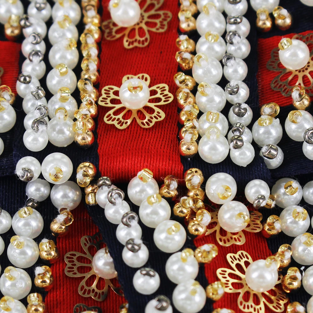 5 шт. ручной работы с бусинами и жемчугом узор бант из ленточки патчи для галстука