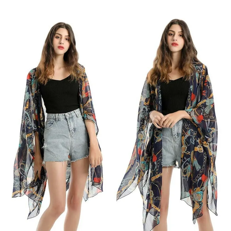 Большая шифоновая Пляжная накидка большого размера на бикини Saida de Praia Vestidos Mujer 2019