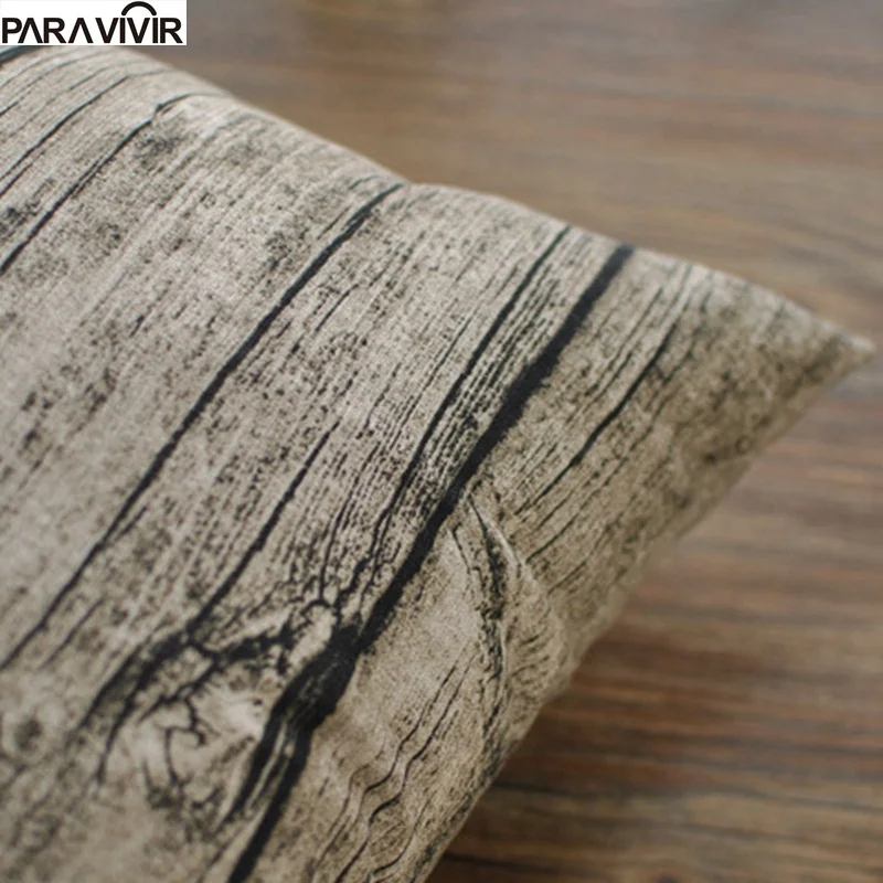 Pillow Case Creative Wooden Grain Cushion Cover Decorative Conjines Fundas Cotton Linen Square 18*18 inches Throw Pillows | Дом и сад