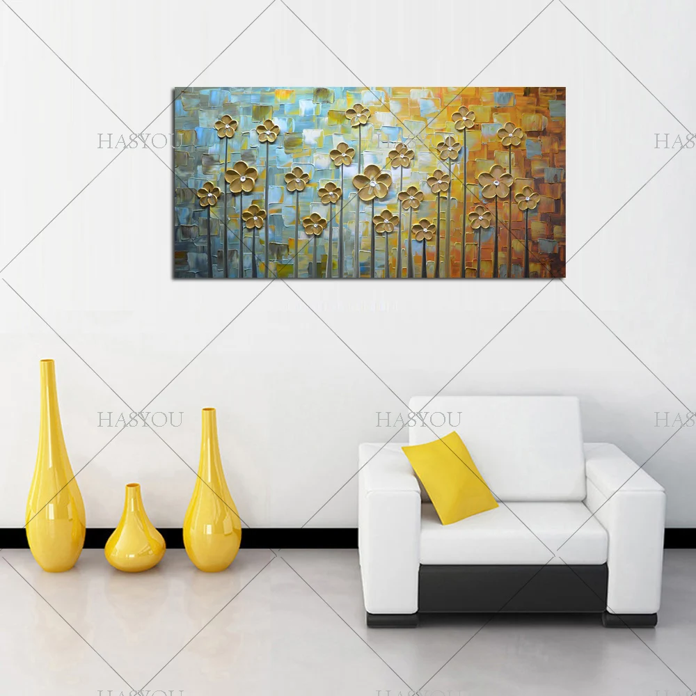 

Hand Painted Colorful Flower Oil Painting Knife Paintings Canvas Painting Modern Abstract Picture Wall Pictures For Living Room
