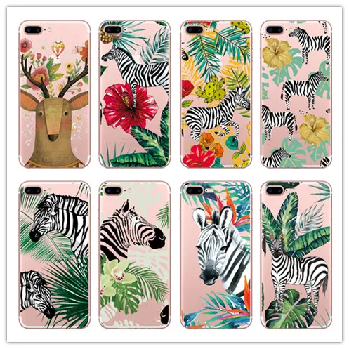 Газель Зебра Полосатый чехол для iPhone X 7 Plus moomin TPC мягкая защита Капа Coque telefon 5S 6 S 8