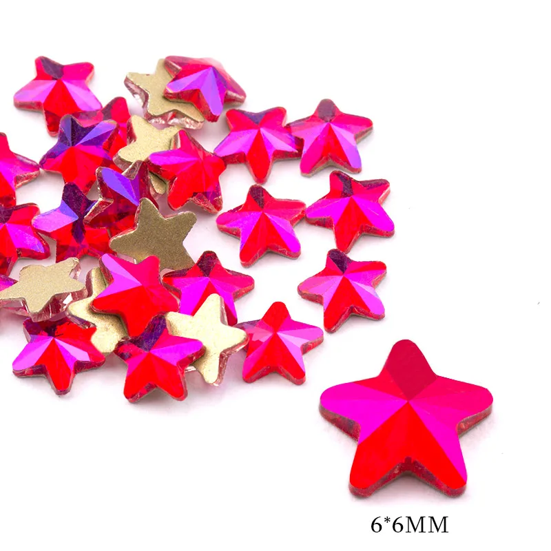 6x6mm star Светильник Сиам АВ 20 шт./пакет Мода Стекло одежда с камнями украшения с украшением в виде кристаллов полимерные Стразы плоские с оборота бусины для свадьбы личность дизайнерское бисерное - Цвет: 6x6mm star
