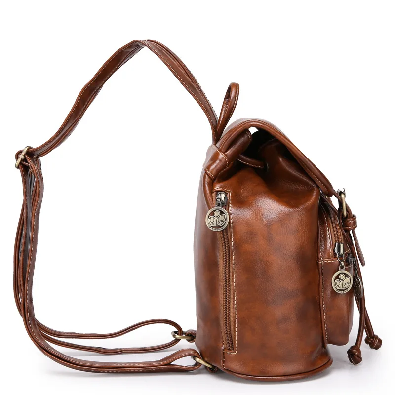 SCIONE Women Pu Leather Backpack Feminina Vintage Casual Drawstring Daily Travel Shoulder Bags Girls Teenager Bolsas Mochila |