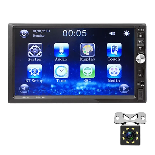 MP5 with 8 led cam Радио автомобиля Bluetooth FM AUX USB Авто Аудио плеер Зеркало Ссылка для Andriod 2 Din Авторадио с камерой заднего вида дистанционное управление - Цвет: MP5 with 8 led cam
