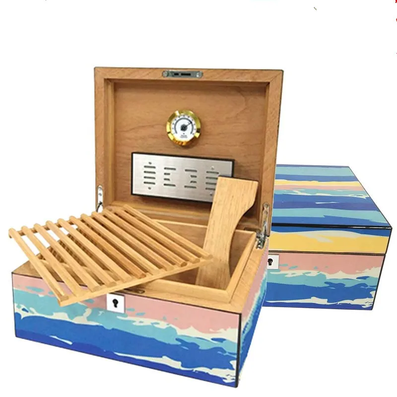 Модный двухуровневый контейнер для сигар с глянцевой отделкой красивый хранения