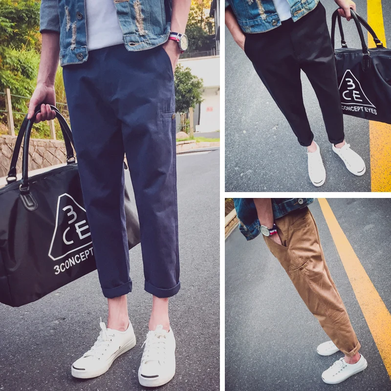 Девять мужчин осень брюки ноги 9 Метросексуал свободные все матч Харен Чао Корейских Студентов|pants pants|men